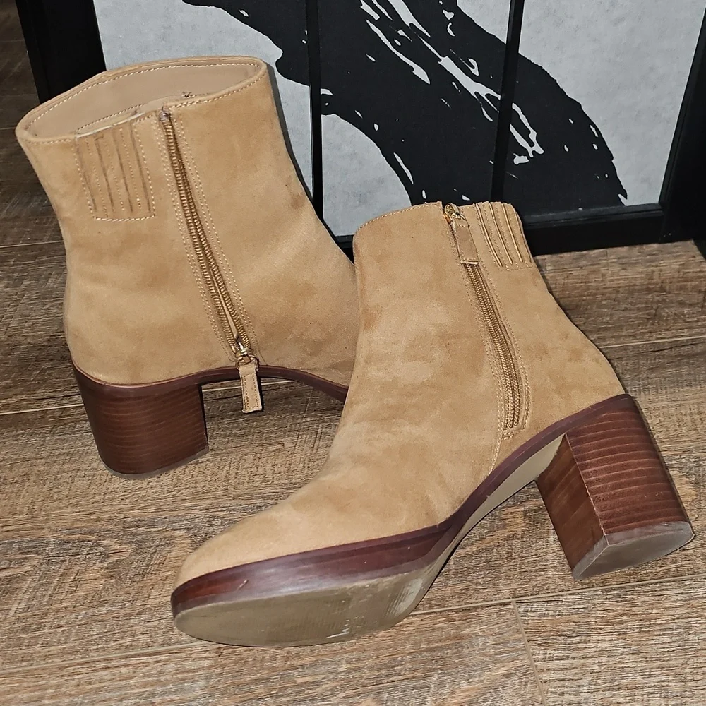 J. Crew Camel Suede Heeled Boots Size 9